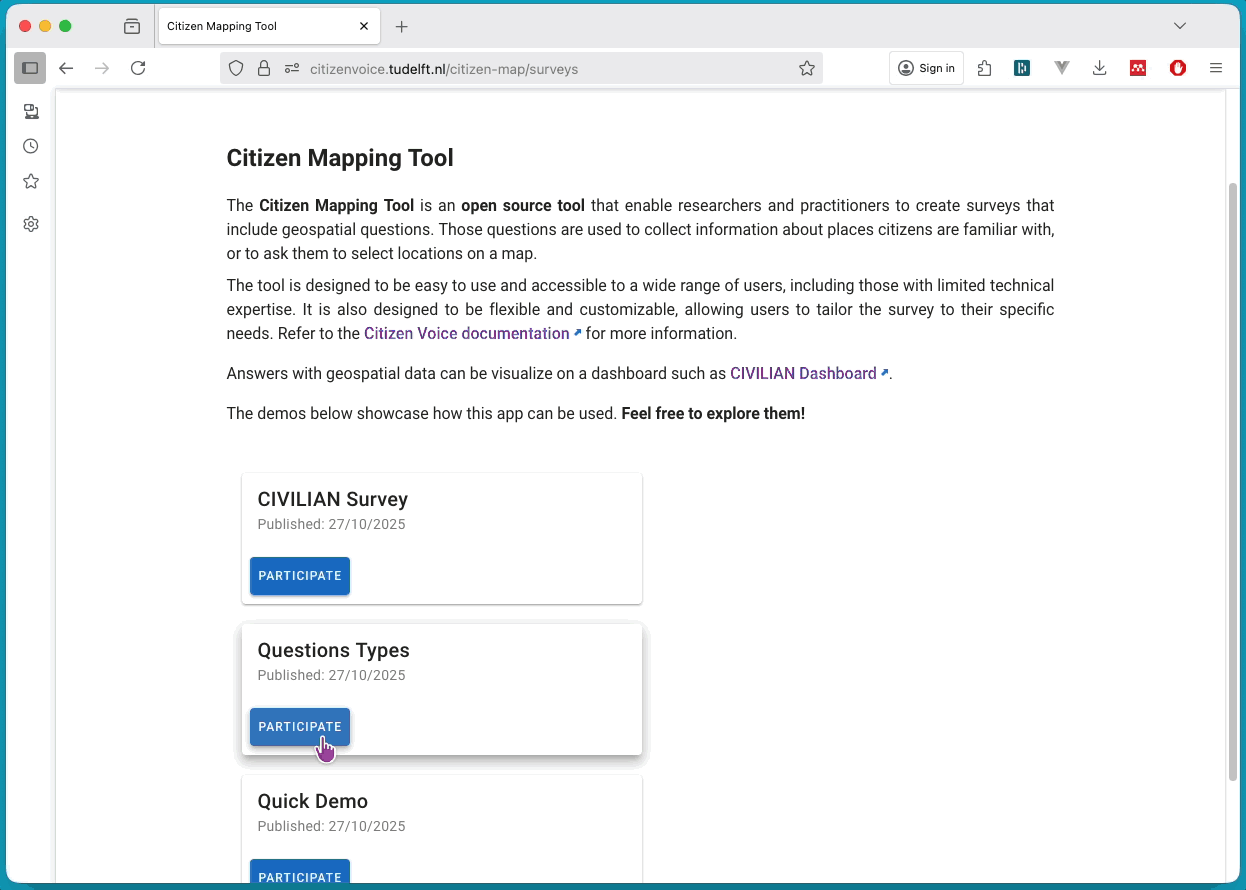 Citizen Voice mapping tool!